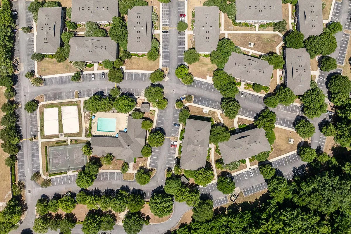 Aerial View Apartment Complex at Pirates Cove